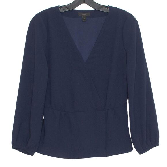 J Crew Top Quiet Luxury Minimalist Corporate Capsule Coastal Grandma Navy Blue 2 - Picture 1 of 5